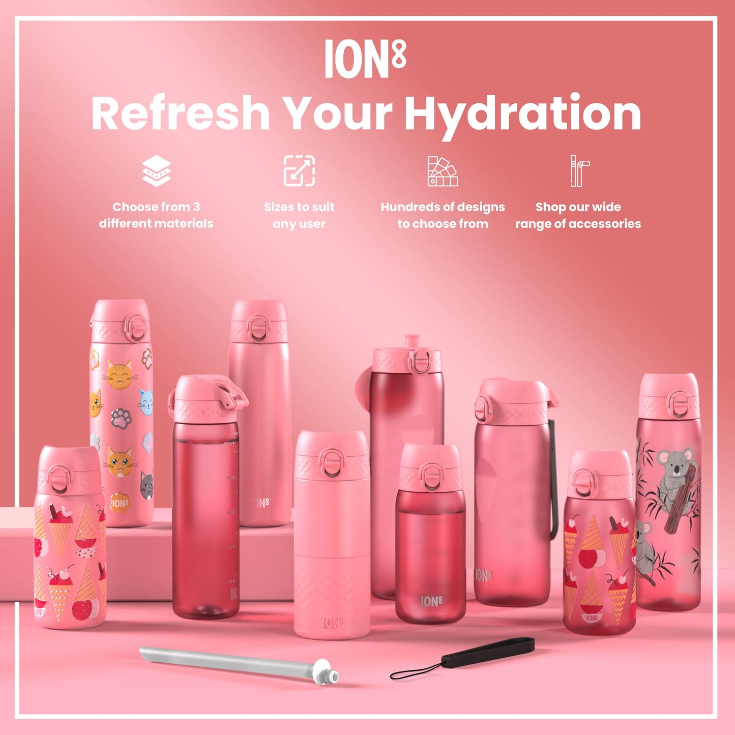 Leak Proof Kids' Water Bottle, Recyclon, Ladybugs, 350ml (12oz)