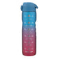 Leak Proof 1 Litre Water Bottle with Times to Drink, Recyclon, Blue & Pink, 1L