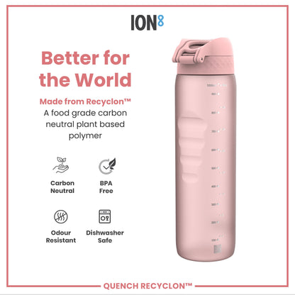 Leak Proof 1 litre Water Bottle, Recyclon, Rose Quartz, 1L