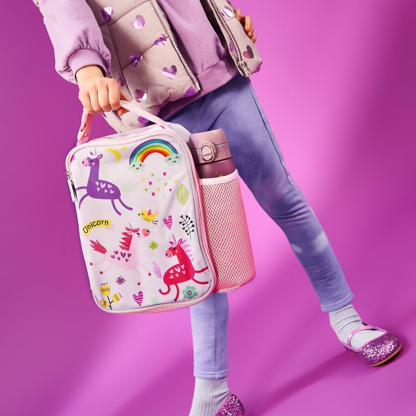 Kids Lunch Bag, Insulated, Unicorns, Medium