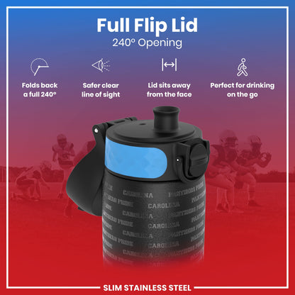 Leak Proof NFL Water Bottle, Stainless Steel, Carolina Panthers, 600ml (20oz)