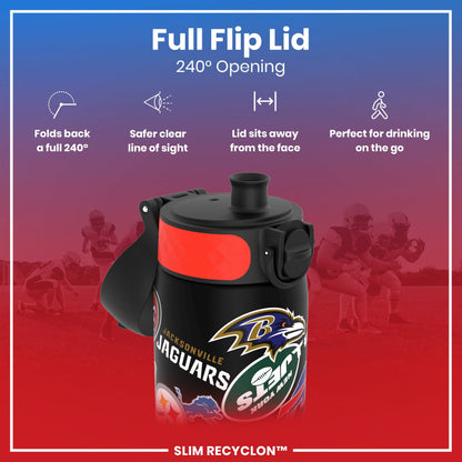 Leak Proof NFL Water Bottle, Recyclon, Patch Logos, 500ml (18oz)