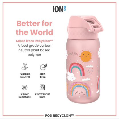 Leak Proof Kids Water Bottle, Recyclon, Rainbows, 350ml (12oz)