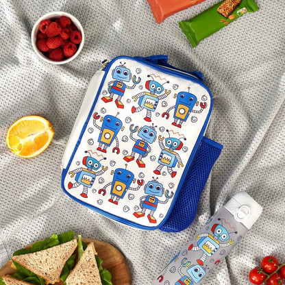 Kids Lunch Bag, Insulated, Robots, Medium