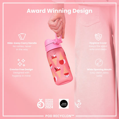 Leak Proof Kids Water Bottle, Recyclon, Ice Creams, 350ml (12oz)