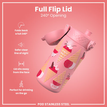 Leak Proof Thermal Steel Water Bottle, Insulated, Ice Creams, 320ml (11oz)