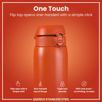 Leak Proof 1 Litre Water Bottle, Stainless Steel, Hearty Orange, 1L