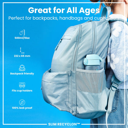 Leak Proof Slim Water Bottle, Recyclon, Mermaids, 500ml (18oz)