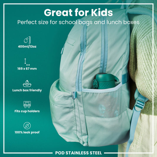 Leak Proof Kids Water Bottle, Stainless Steel, Otters, 400ml (13oz)