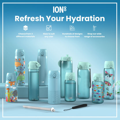 Leak Proof Kids Water Bottle, Stainless Steel, Mermaids, 400ml (13oz)