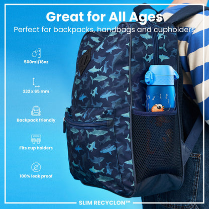 Leak Proof Slim Water Bottle, Recyclon, Dino Band, 500ml (18oz)