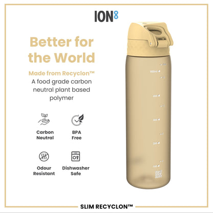 Leak Proof Slim Water Bottle, Recyclon, Desert, 500ml (18oz)