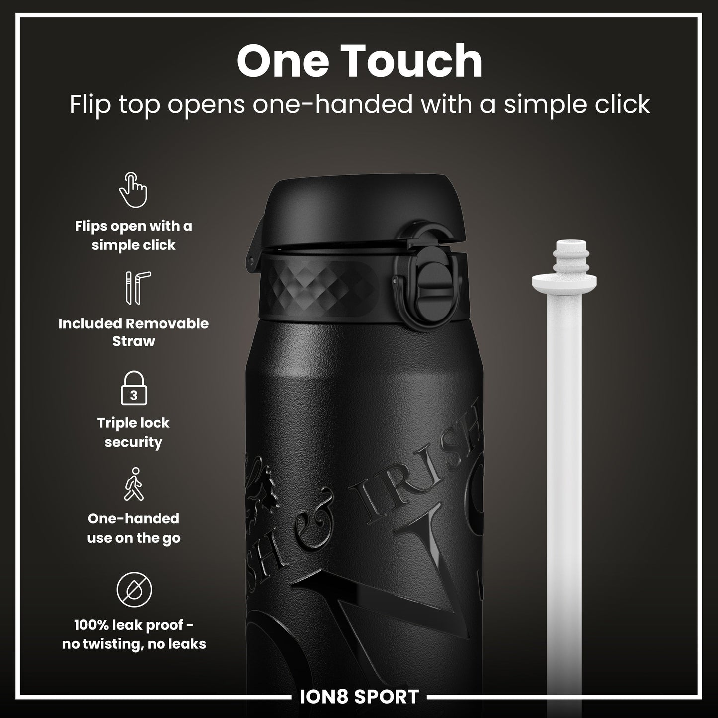 Lions X ION8 Insulated Steel Water Bottle, British & Irish Lions, Lions, 750ml (24oz)