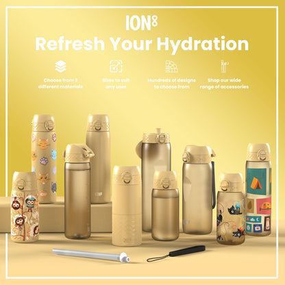 Leak Proof Slim Water Bottle, Stainless Steel, Diggers, 600ml (20oz)