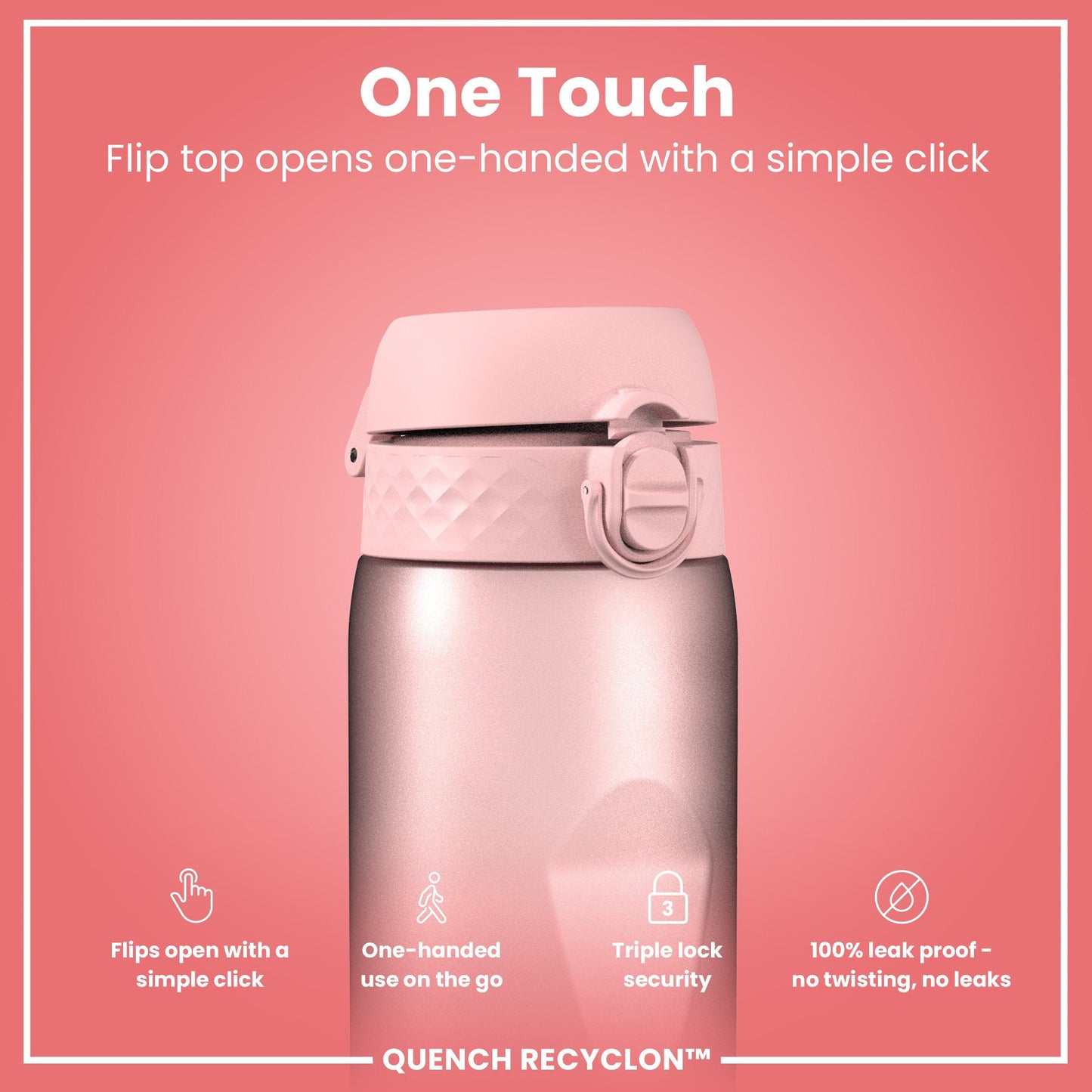 Leak Proof 1 Litre Water Bottle with Times to Drink, Recyclon, Purple & Rose, 1L