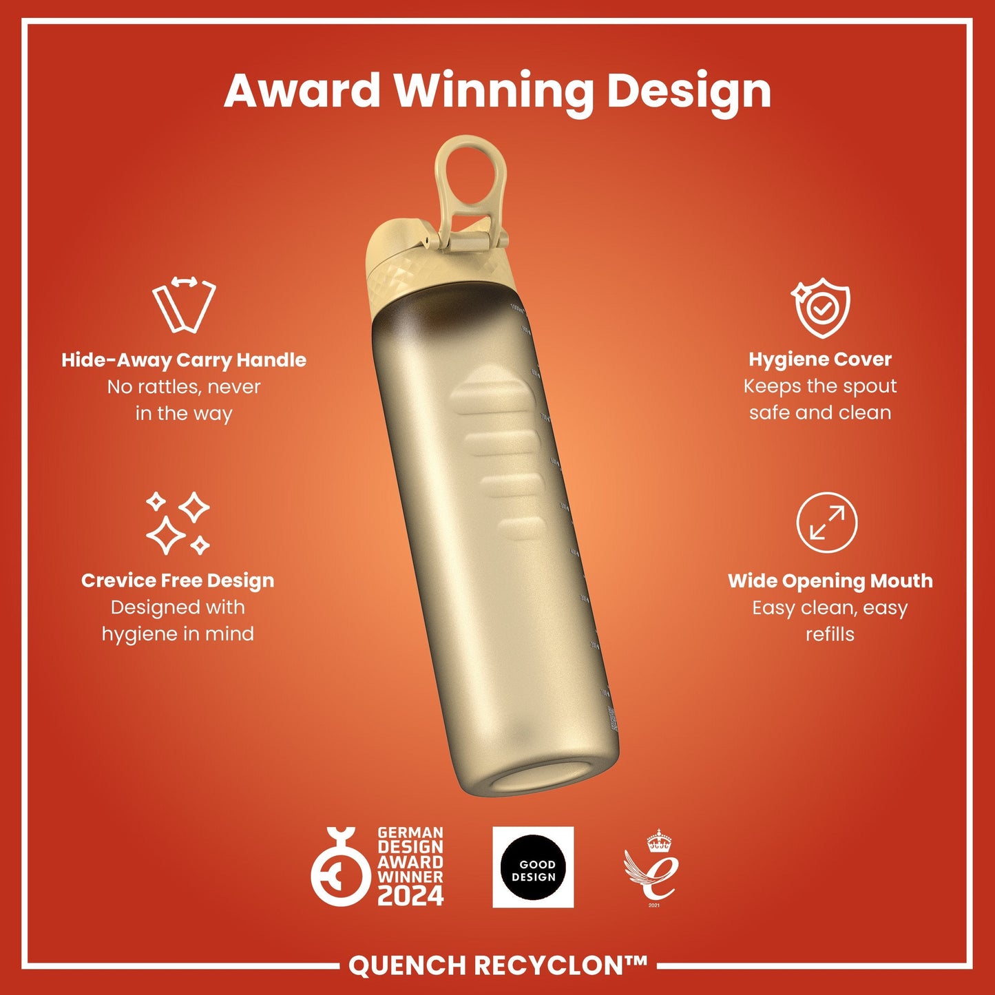 Leak Proof 1 litre Water Bottle, Recyclon, Desert, 1L