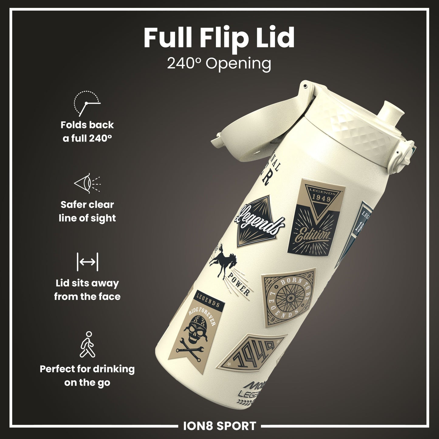 MotoGP x ION8 Insulated Steel Water Bottle, MotoGP Classic Legends, 750ml (24oz)