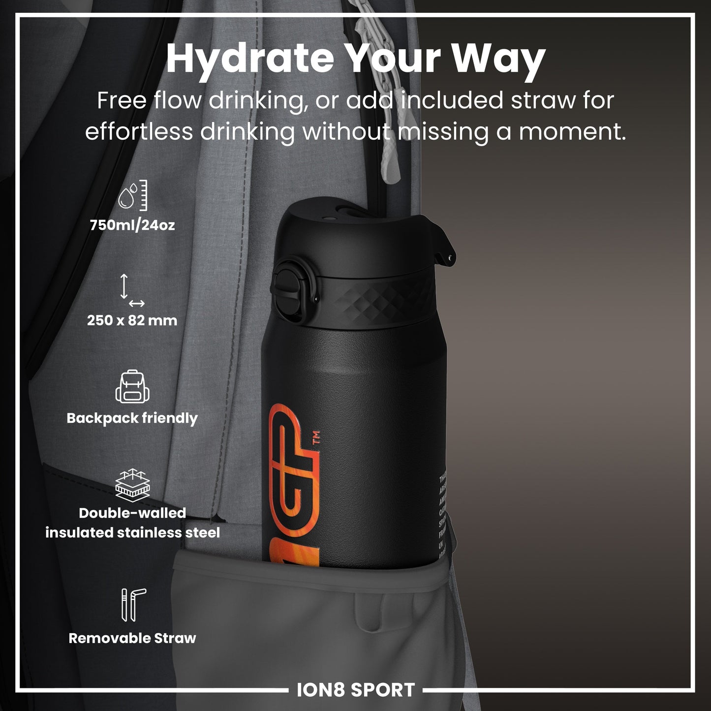 MotoGP x ION8 Insulated Steel Water Bottle, MotoGP Calendar, 750ml (24oz)