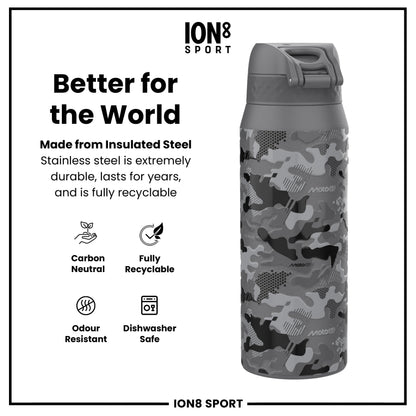 MotoGP x ION8 Insulated Steel Water Bottle, MotoGP Camouflage, 750ml (24oz)