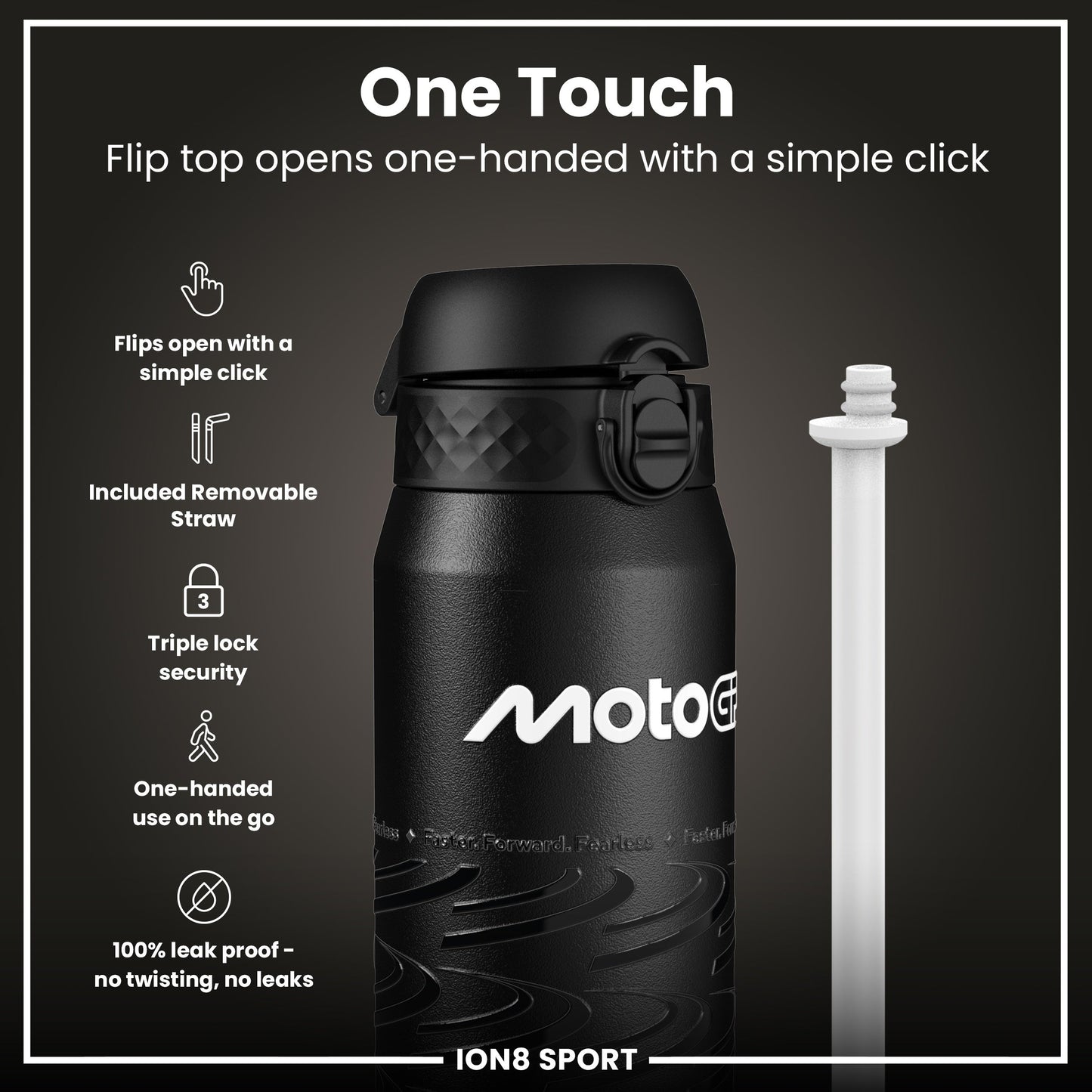MotoGP x ION8 Insulated Steel Water Bottle, MotoGP Lean, 750ml (24oz)