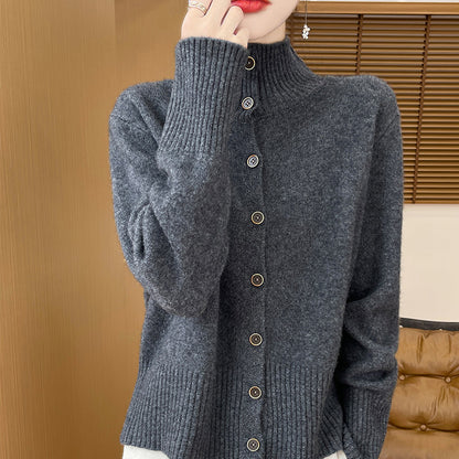 Women's Vintage Stand Collar Knit Cardigan Top