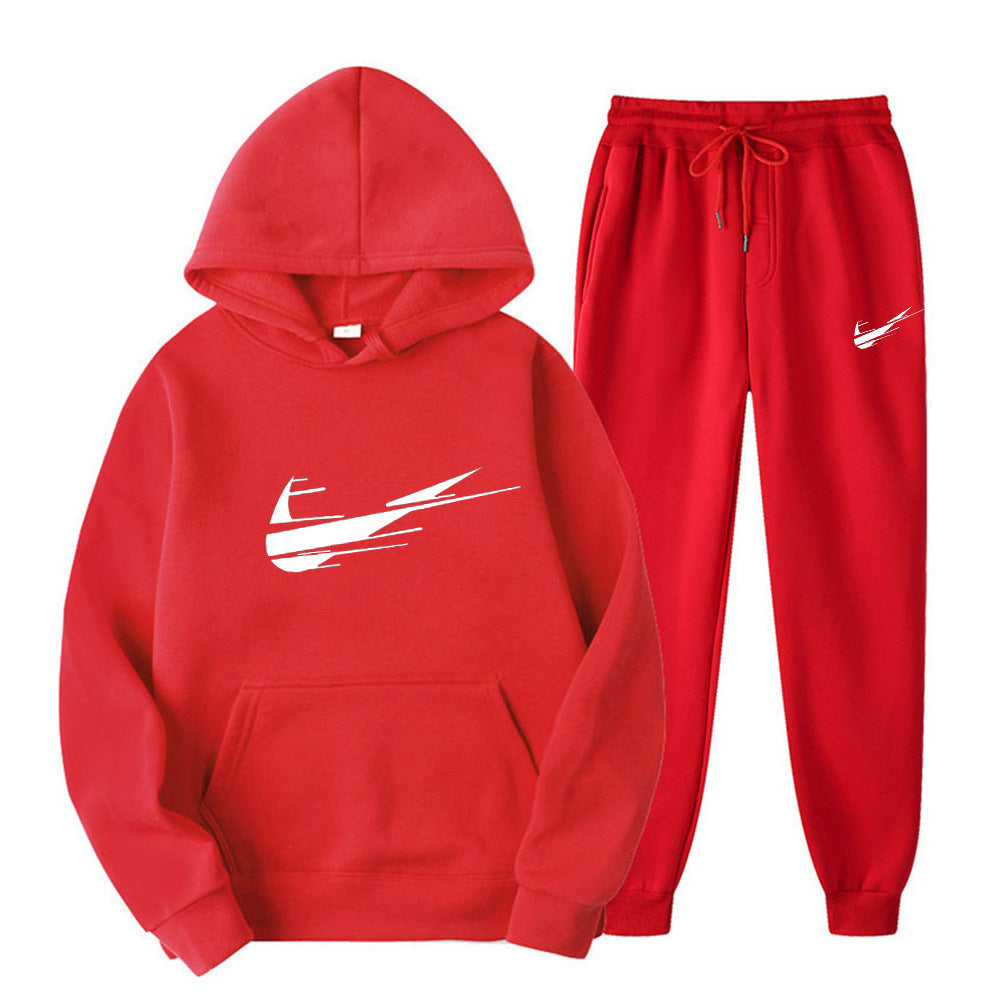 Hooded pullover printed sweatpants