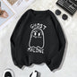 Velvet hoodie round neck letter print