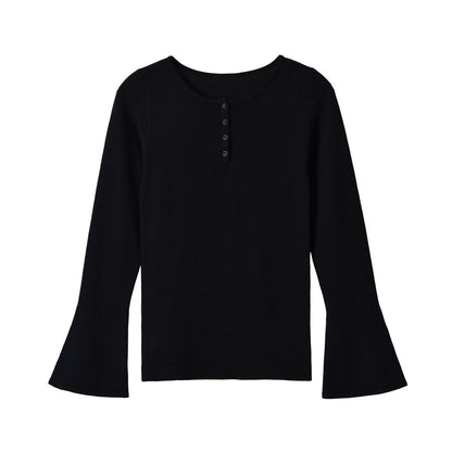 Horn long sleeved round neck knitted sweater