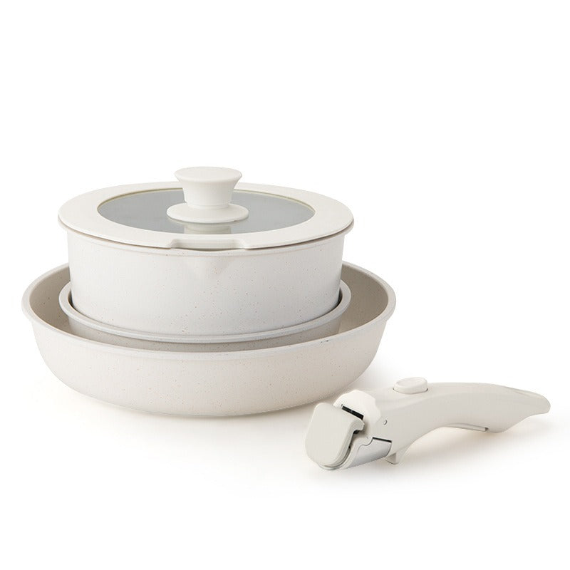 5-Piece Non-Stick Cookware Set with Detachable Handle