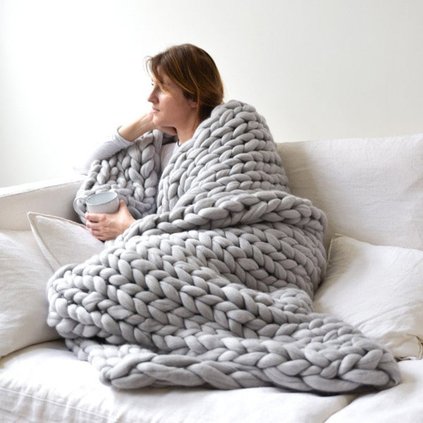 Chunky Knit Cotton Throw Blanket