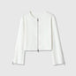Retro style long sleeved round neck zipper jacket