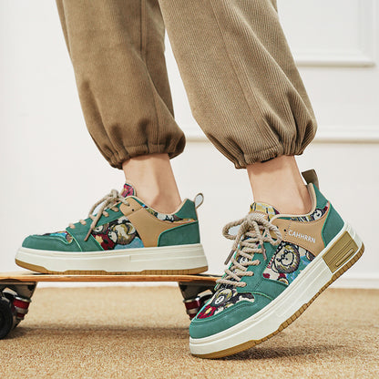 Harajuku style casual lace up color blocked thick soled shoes