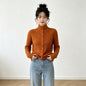 Single breasted high neck long sleeved sweater