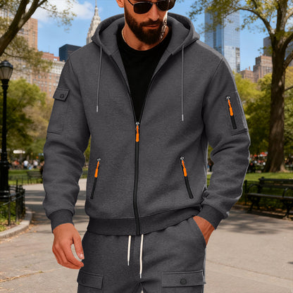 Men's full zip loose hoodies