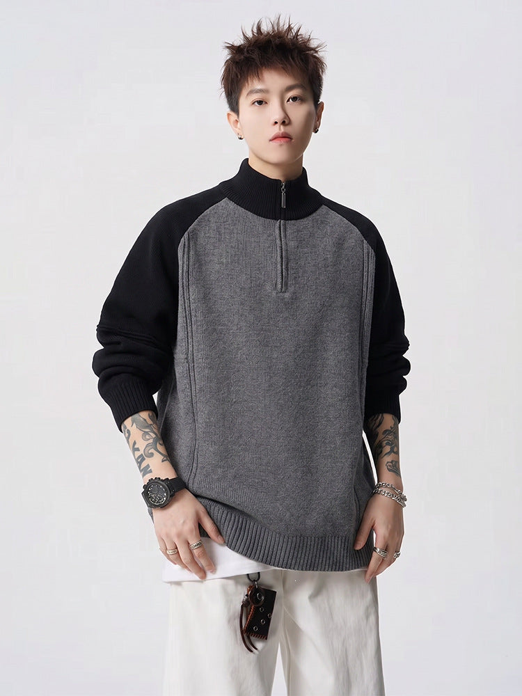 Men's  CleanFit Gray Layered Knit Sweater Jacket