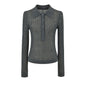 Women's Ribbed Polo-Collar Knit Top