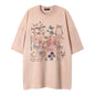 Cat butterfly print short sleeved shirt