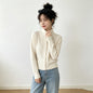 Single breasted high neck long sleeved sweater