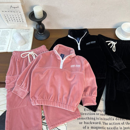 Versatile children's corduroy sweater children's set