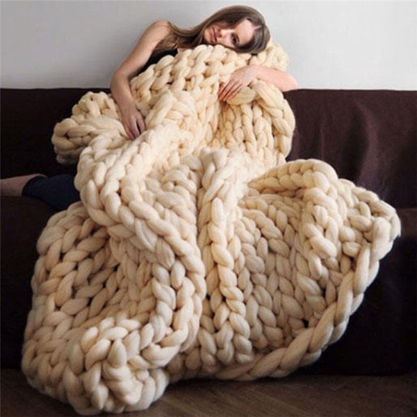 Chunky Knit Cotton Throw Blanket