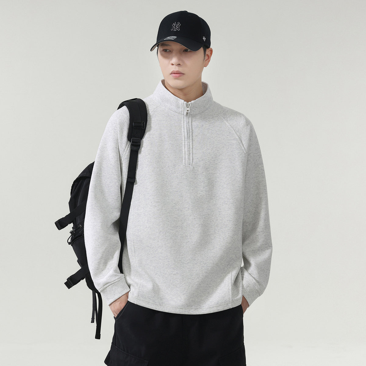 Stand Collar Casual Relaxed Men's Sweatshirt