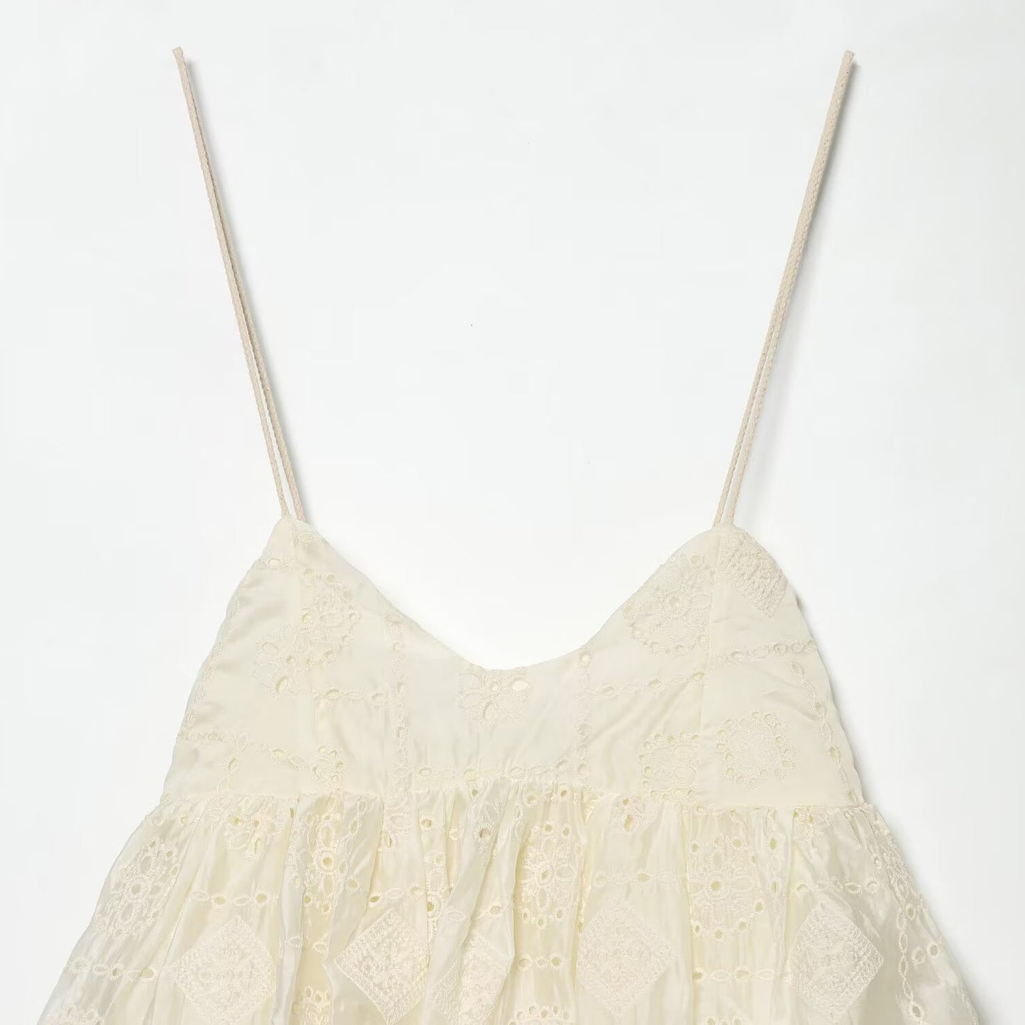 Spicy Girl Hollow Embroidered Bubble Short Top