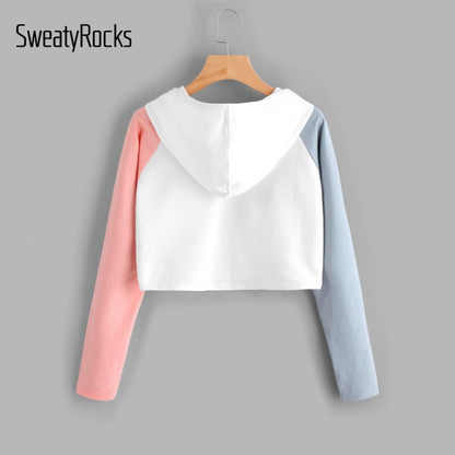 SweatyRocks Alien Print Contrast Sleeve Graphic Hoodies