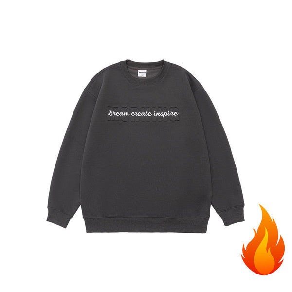 Men's  Oversized Long Sleeve Crew Neck Letter Embossed Sweatshirt
