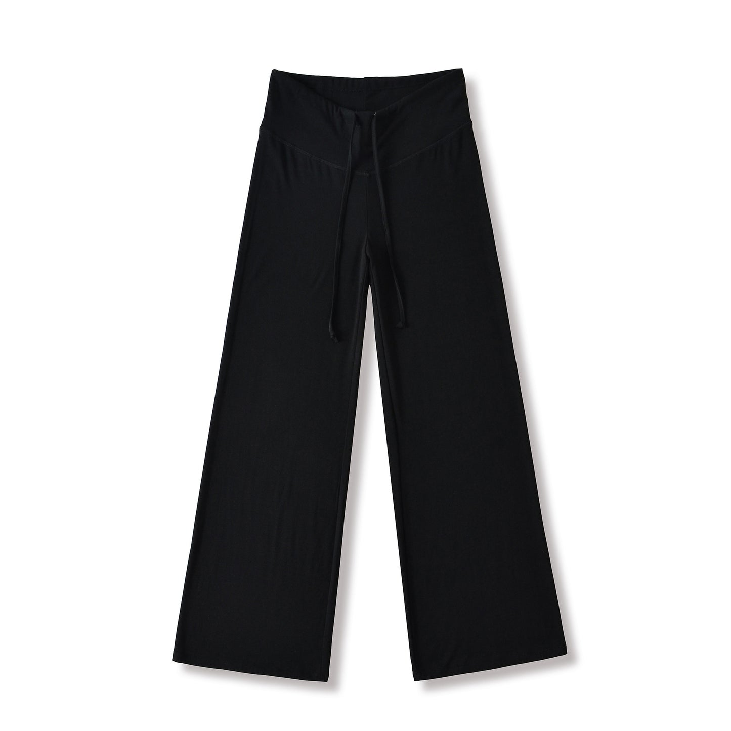 Solid color loose wide leg hanging drawstring straight leg pants