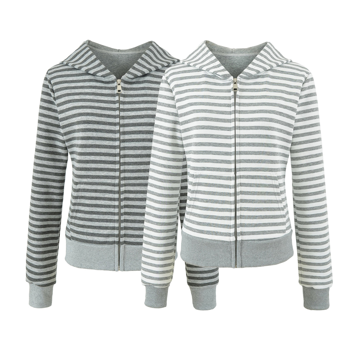 Women's Gray Striped Sweatshirt and Wide Leg Sweatpants