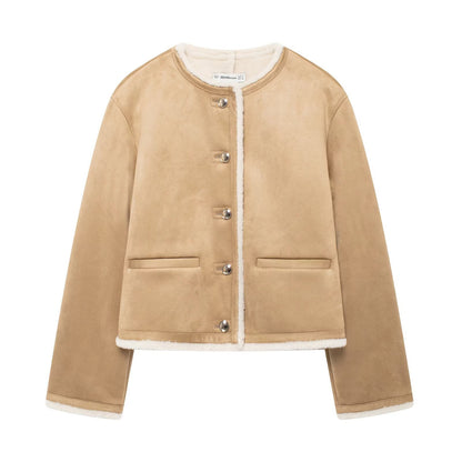 Double sided jacket with gold button decoration