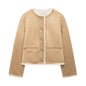 Double sided jacket with gold button decoration