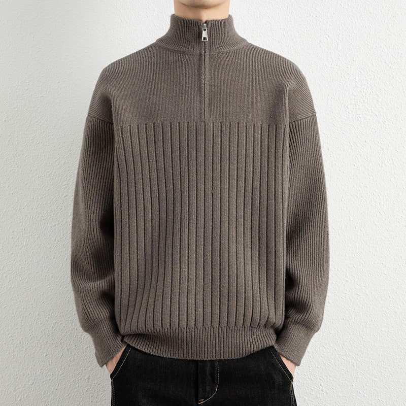 Men's  Relaxed Fit Stand Collar Knitted Jacket