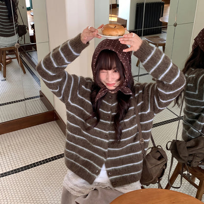 Striped cardigan women's sweater